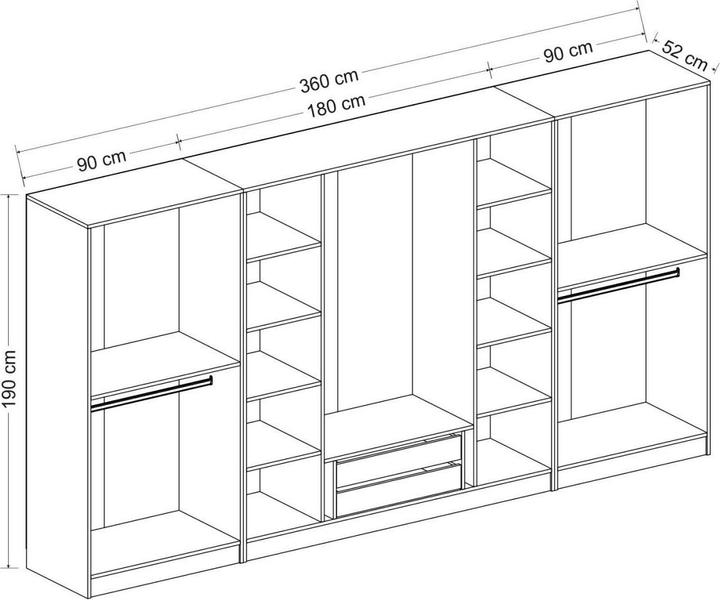 Immagine prodotto Skye Decor Kale Multi Wardrobe (360 x 52 x 190 cm)