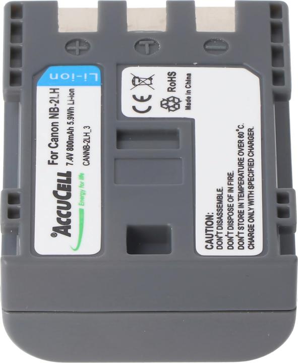 Produktbild AccuCell Akku passend für Canon NB-2LH, NB-2L Li-Ion, 800mah (Kamera Akku)