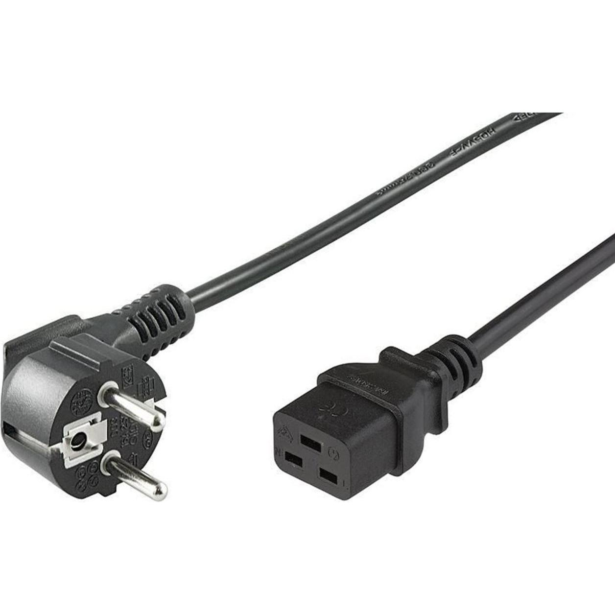 MicroConnect, Verlängerungskabel, PE07719005 Stromkabel Schwarz 0,5 m CEE7/7 C19-Koppler (0.50 m, CEE7)