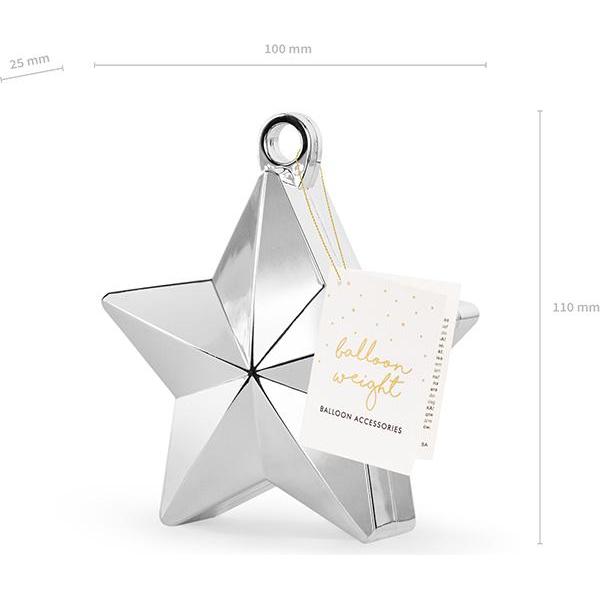 Thumbnail - Partydeco Balloon weight Star, silver (1 pkt / 1 pc.)
