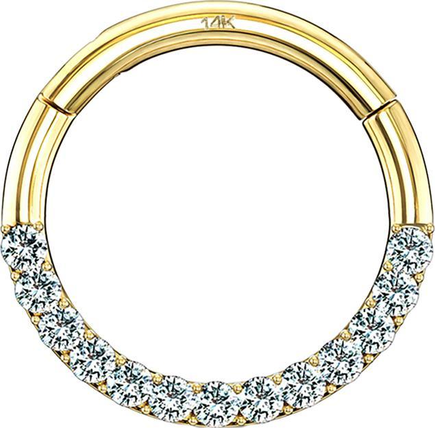 Image du produit Star Piercing Micro anneau segment pliable 14k or front cristal argent (sans laiton, Or 14k)