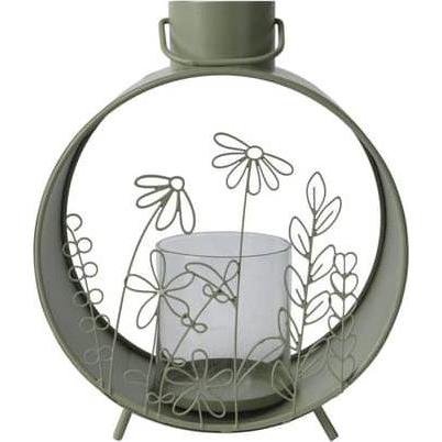 Decoris, Laterne, Laterne Blumen - Kreisform - ca. 21,50 cm - grün