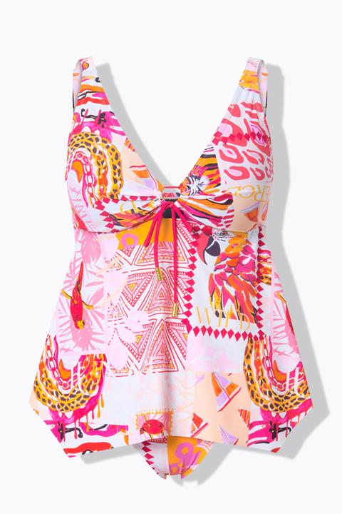 Actual product image Ulla Popken Patch Print Pointed Hem Tankini Set (48 B)