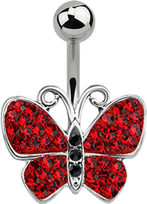 Immagine prodotto Star Piercing Banana argento Farfalla rossa (senza ottone, Acciaio chirurgico 316L)