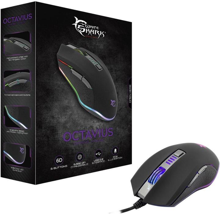 Produktbild Gaming mouse Shark Octavius with RGB illumination (Kabelgebunden)