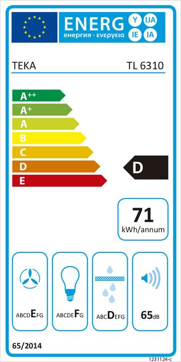 Label énergétique Teka TL 6310 Sous-structure acier inoxydable ³/h E (Hotte à tiroir)