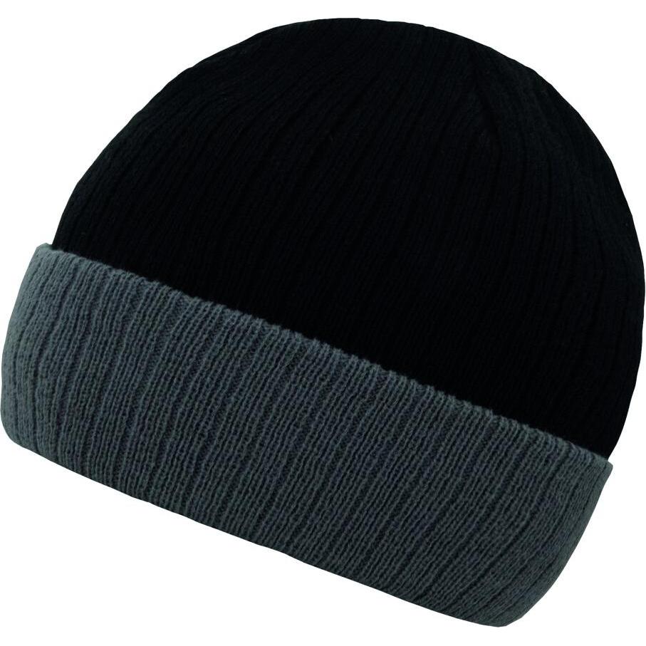 Korntex, Herren, Mütze, Strickmütze Metz Hauptfarbe Schwarz Umschlag in Grau  KXST, Schwarz, Grau