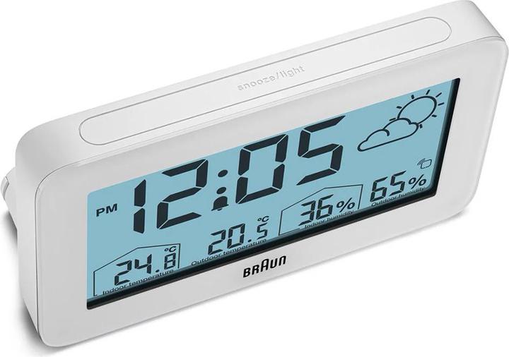 Actual product image Braun BC13WP digital alarm clock w. weather station