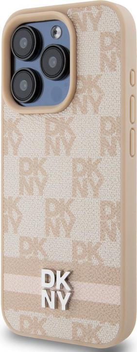 Image du produit DKNY PU Leather Checkered Pattern and Stripe Case pour iPhone 13 Pro Max Rose (Apple iPhone 13 Pro Max)