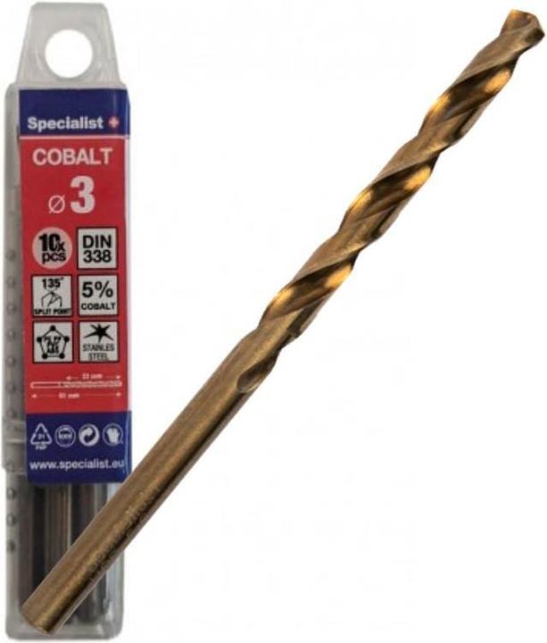 Actual product image Cobalt metal drill 3 mm 10pcs (3 millimetres)