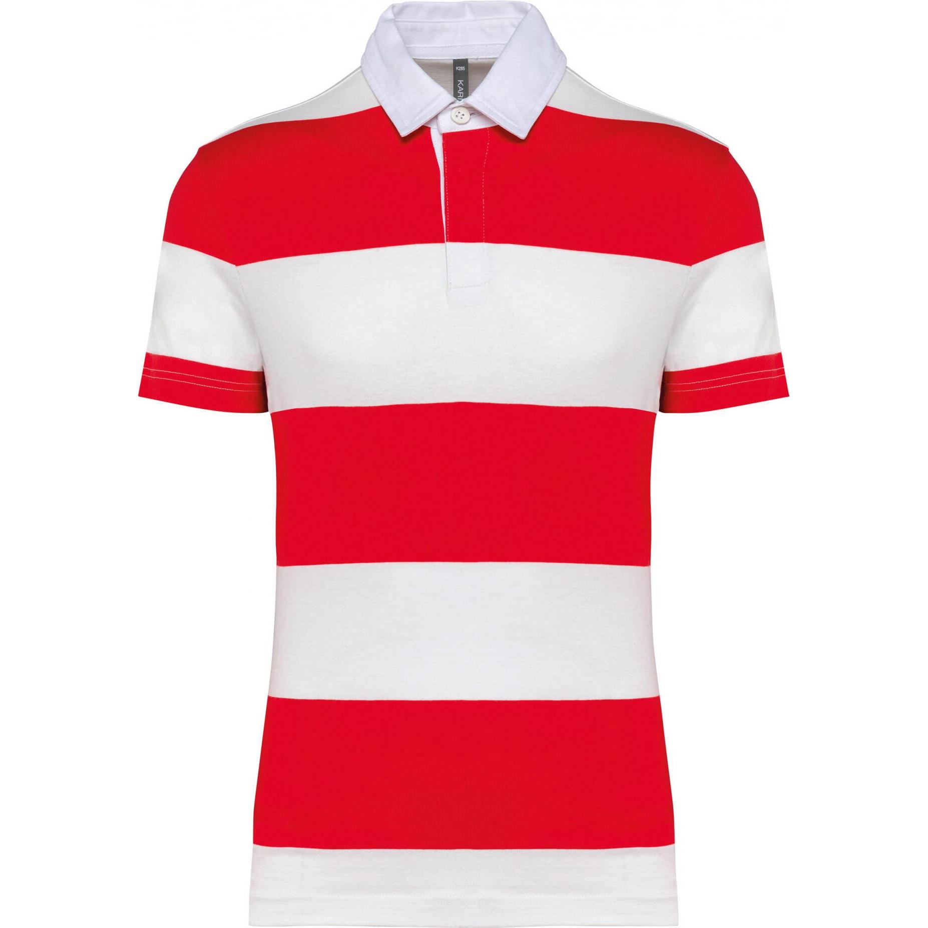 Kariban, Herren, Shirt, Gestreiftes Poloshirt, Rot, Weiss, (XXL)