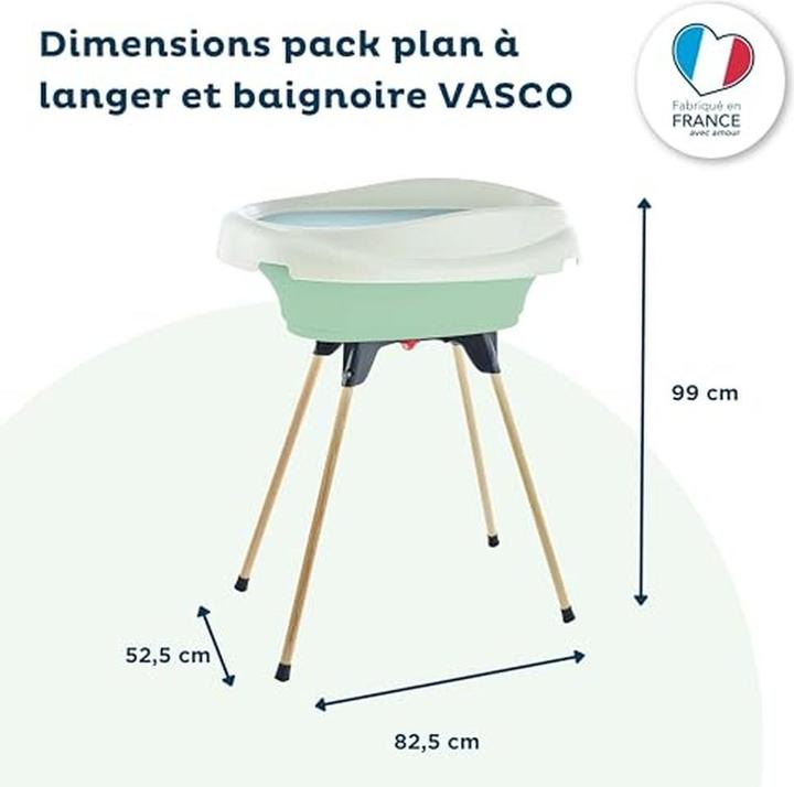 Produktbild Thermobaby Pack Wickelaufsatz und Badewanne Vasco grün Celadon