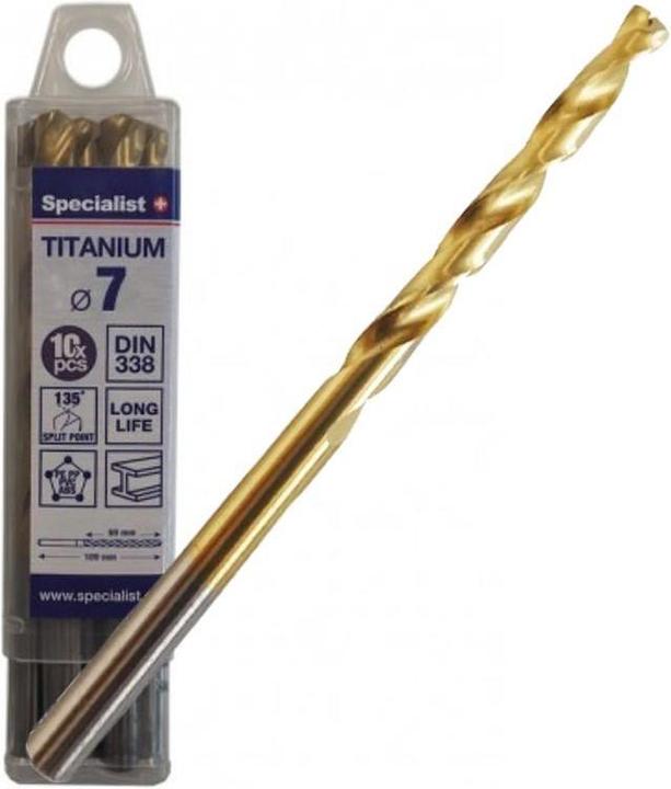 Actual product image Titanium metal drill 7 mm 10pcs (7 millimetres)