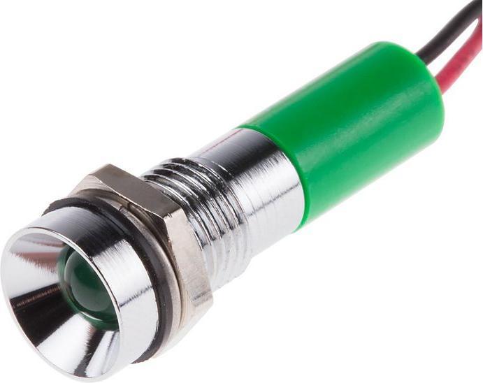 Produktbild RS PRO 8mm vertieft verchro LED Dräht grü 24VDC
