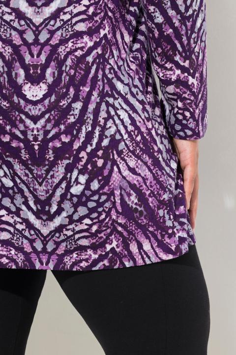 Actual product image Ulla Popken Snake Print Round Neck Swing A-Line Hem Cotton Knit Tunic (58)