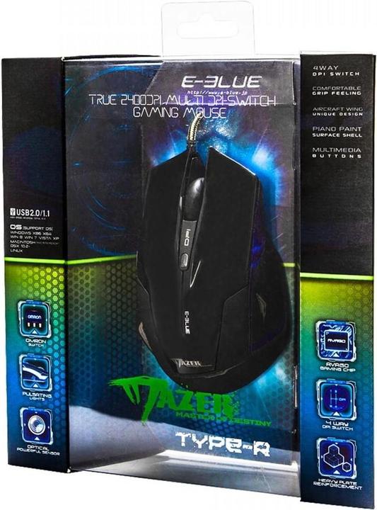 Actual product image Blue Mazer R Mouse (EMS124BK) (Cable)