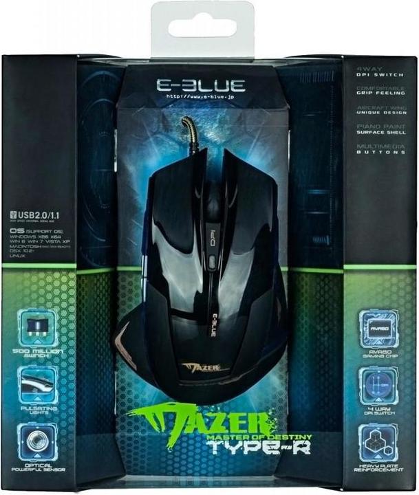 Actual product image Blue Mazer R Mouse (EMS124BK) (Cable)