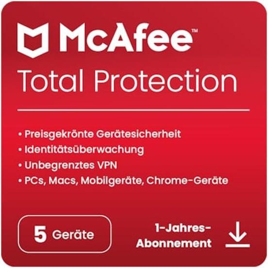 McAfee Total Protection - 5 Geräte (5 User, 5 Geräte/User, 24 Monate)