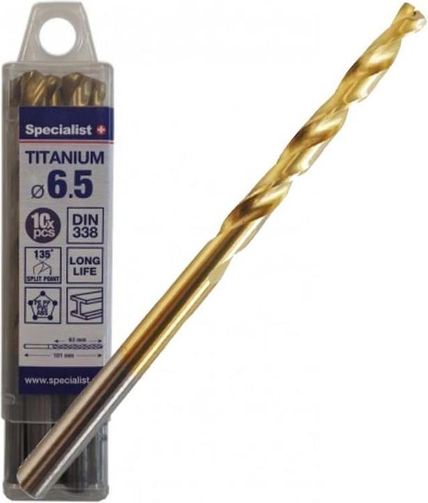 Actual product image Titanium metal drill 6.5 mm 10pcs (6.5 mm)