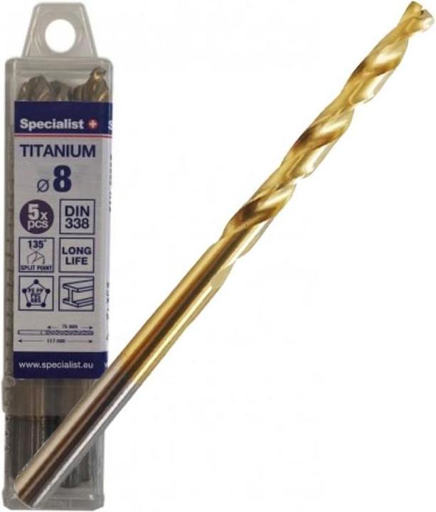 Actual product image Titanium metal drill 8 mm 5pcs (8 millimetres)
