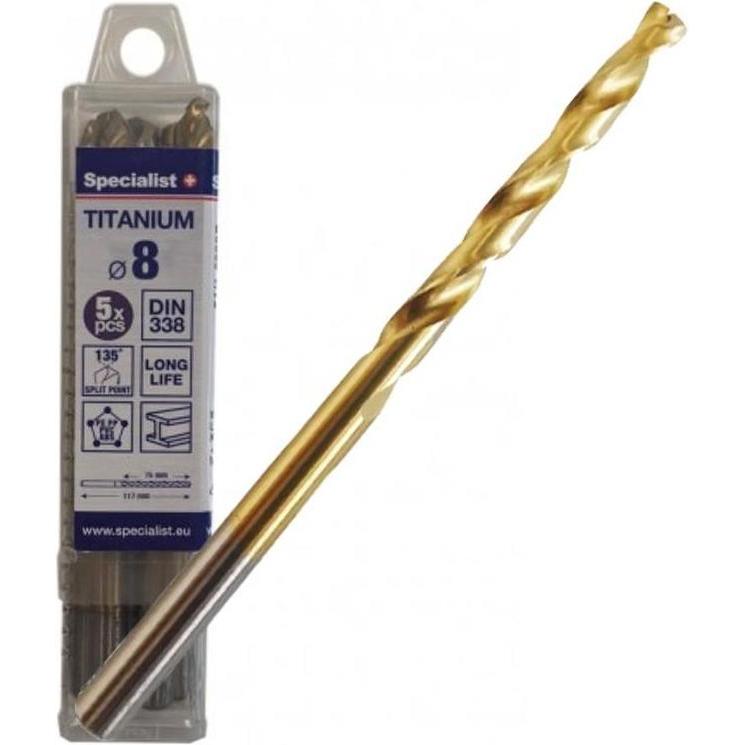Bloomsbury, Bohrereinsatz, Titanium metal drill 8 mm 5pcs (8 Millimeter)
