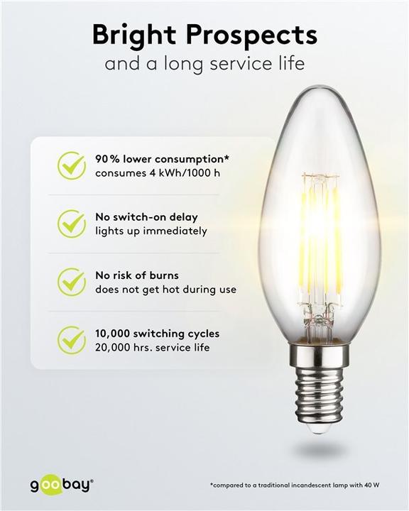 Produktbild Goobay Filament-LED-Kerze, 4 W (E14, 470 lm, 1x)