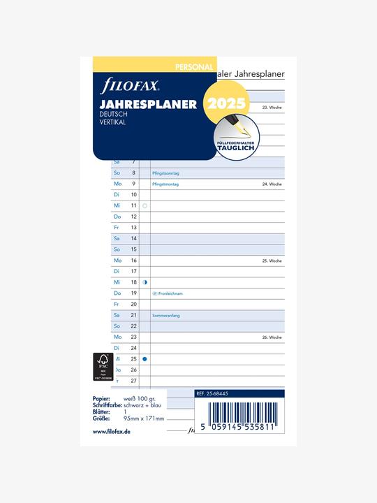 Produktbild Filofax Jahresplaner (95 x 171 mm)