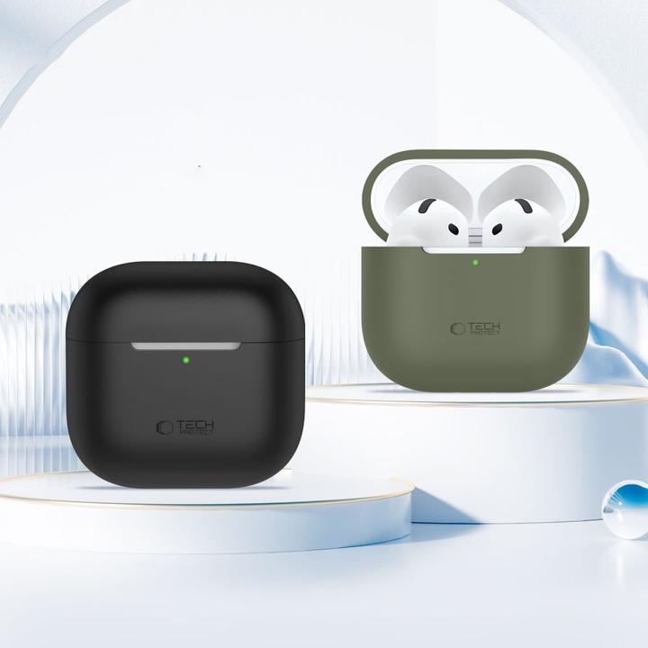 Produktbild 4Kom Tech-Protect Silikonhülle für Apple AirPods 4 - Schwarz (Kopfhörer Hülle)