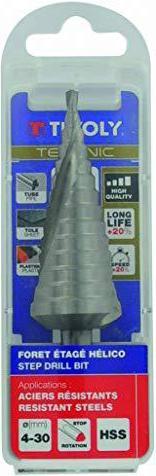 Actual product image Tivoly Step drill Ø6-37 mm. spiral, uncovered.12 steps., in a blister (37 mm)