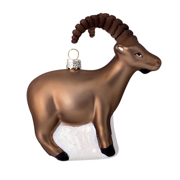 Ornamente Glas Ornament Steinbock ohne silber Streifen, 9 x 9.5cm (1 x)