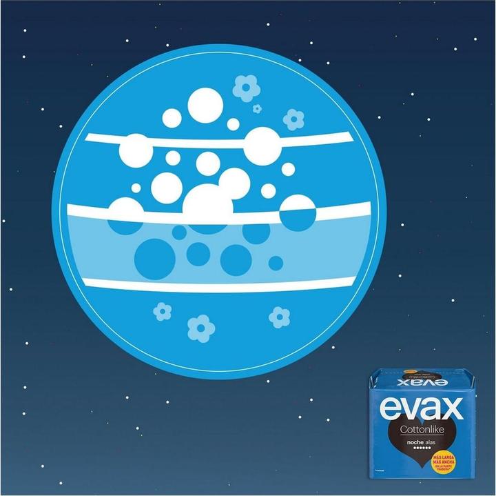 Image du produit Evax Serviettes hygiéniques Cottonlike nuit avec ailes 9 pièces (9 x)