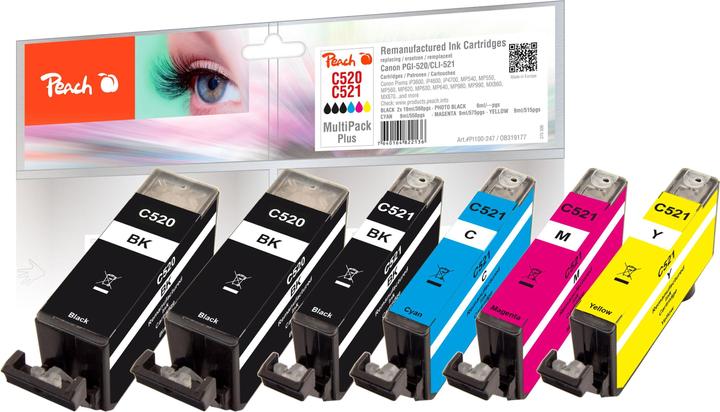 Produktbild Peach Tinte PGI-520/CLI-521 Multi-Plus Black/Cyan/Magenta/Yellow (BK, C, M, Y)