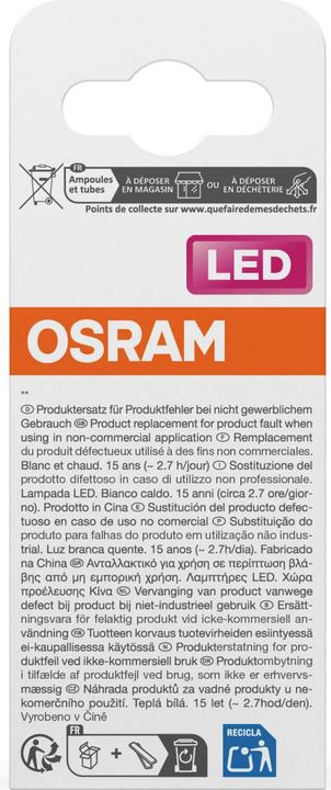 Produktbild Osram LED Leuchtmittel LED Retrofit CLASSIC P 1W 827 Frosted E27 Warm weiss 4099854466564 (E14, 136 lm, 1 x)