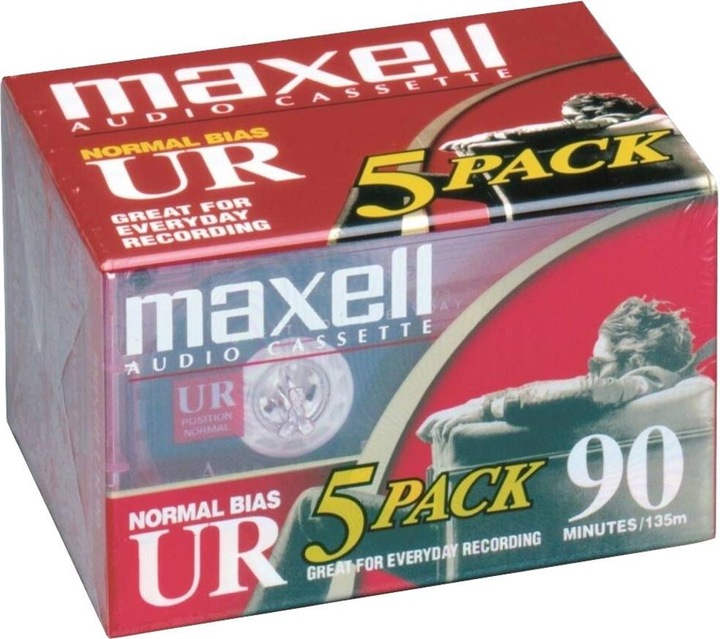 Maxell 108562 UR-90 5PK Normal Bias Audio Cassettes 90 Minute With Cases 5 Pack (Cassette audio)