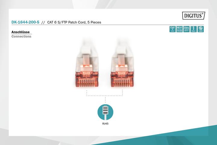 Immagine prodotto Digitus Cavo adattatore CAT5e S-FTP, 20m, grigio (S/FTP, CAT6, 20 m)