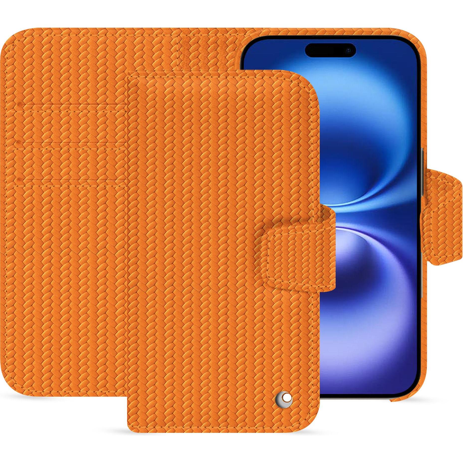 Noreve Lederschutzhülle Apple iPhone 16 (Apple iPhone 16), Smartphone Hülle, Orange