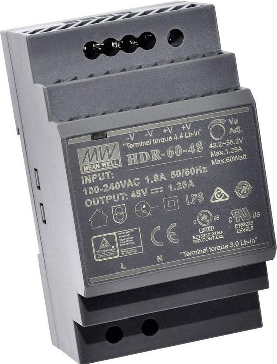 Image du produit MeanWell Alimentation rail DIN 48 V/DC 1.25 A 60 W 1 x