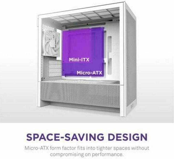 Produktbild NZXT H3 Flow (2025) All White Midi Tower ATX Gaming Gehäuse weiss mit Glasfenster (mATX, Mini-ITX)