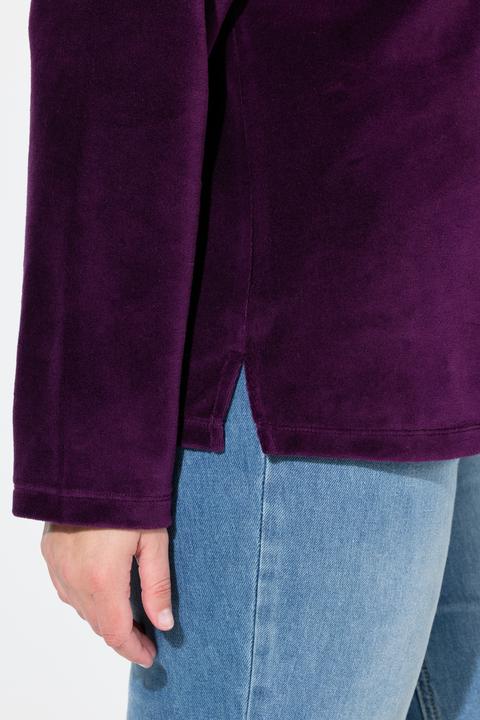 Produktbild Ulla Popken Samt-Sweatshirt, A-Linie, Stehkragen, Langarm (42)