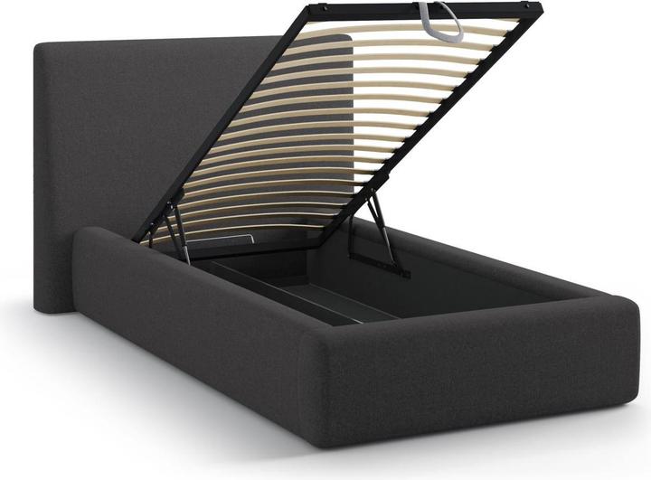 Actual product image Micadoni Storage Bed With Headboard, "Amy", Anthracite, 220x130x95 Made in Europe (90 x 200 cm)