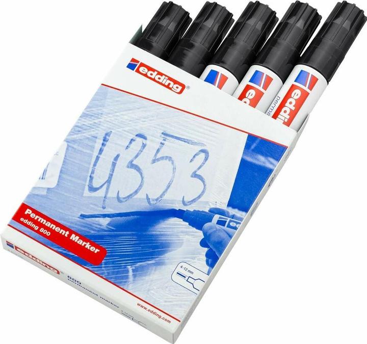Image du produit Edding Marqueur permanent 800 (Noir, 12 mm, 5 x)