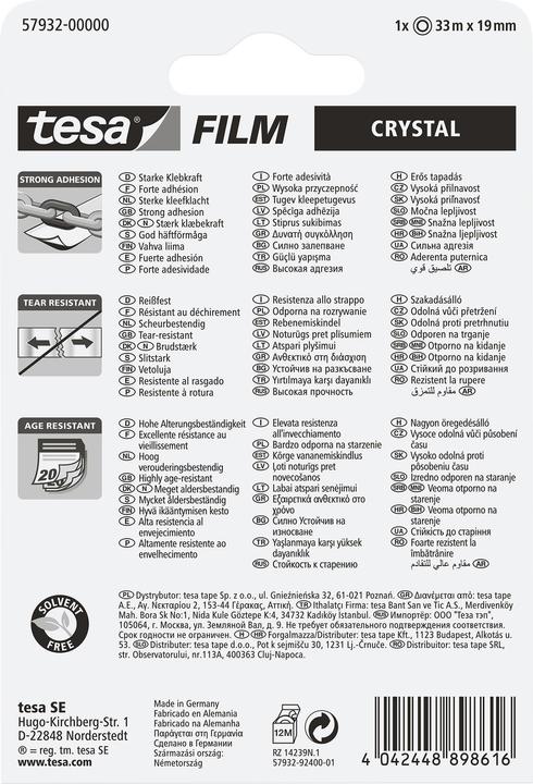 Produktbild tesa tesafilm 1x CRYSTAL Klebeband (19 mm)
