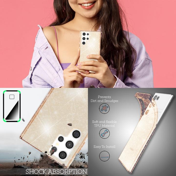 Produktbild Nalia Klare Glitzer Silikon Handyhülle (Samsung Galaxy S22 Ultra)