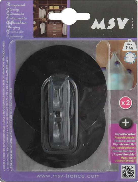 Actual product image MSV Patère Transparent Sur Fond Rond 8cm Noir