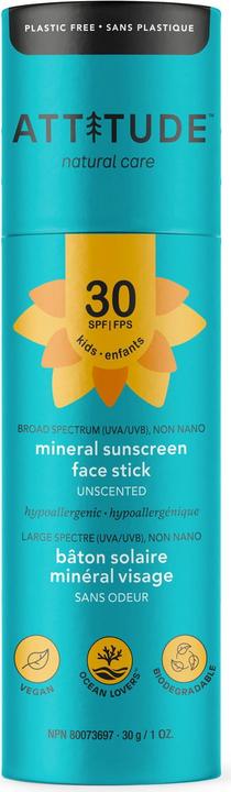 Immagine prodotto Attitude Penna minerale Baby & Kids senza profumo (Stick solare, Crema solare viso, SPF 30, 30 g)
