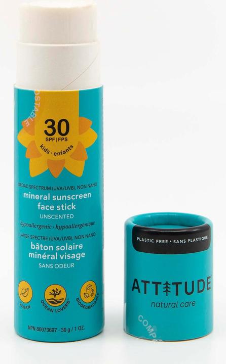 Immagine prodotto Attitude Penna minerale Baby & Kids senza profumo (Stick solare, Crema solare viso, SPF 30, 30 g)