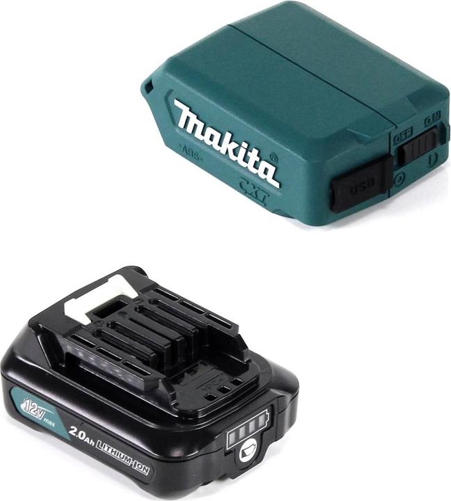 Produktbild Makita DEAADP08 A1 USB Adapter für 10,8V-12V Akkus + 2,0 Ah Akku ( 197396-9 ) (12 V)