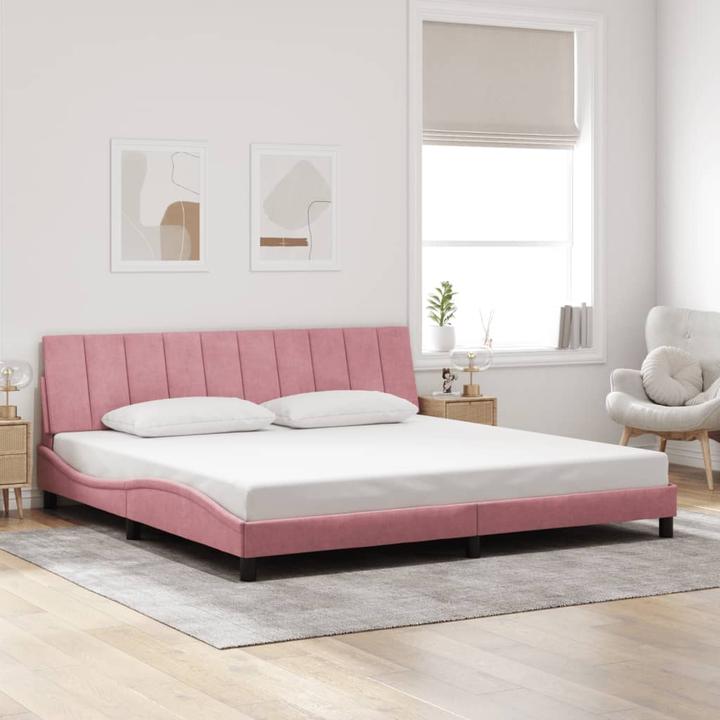 Produktbild vidaXL Bettgestell mit LED Polsterbett Bett Doppelbett Rosa 200x200cm Samt (200 x 200 cm)