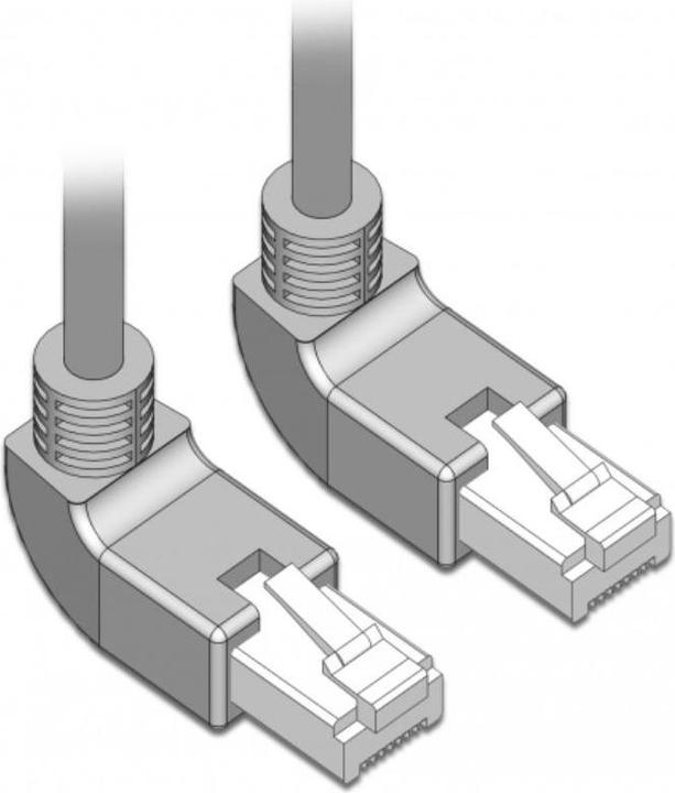 Actual product image Delock Patch cable RJ-45 (M) angled upwards to RJ-45 (M) angled upwards (S/FTP, CAT6a, 1 m)
