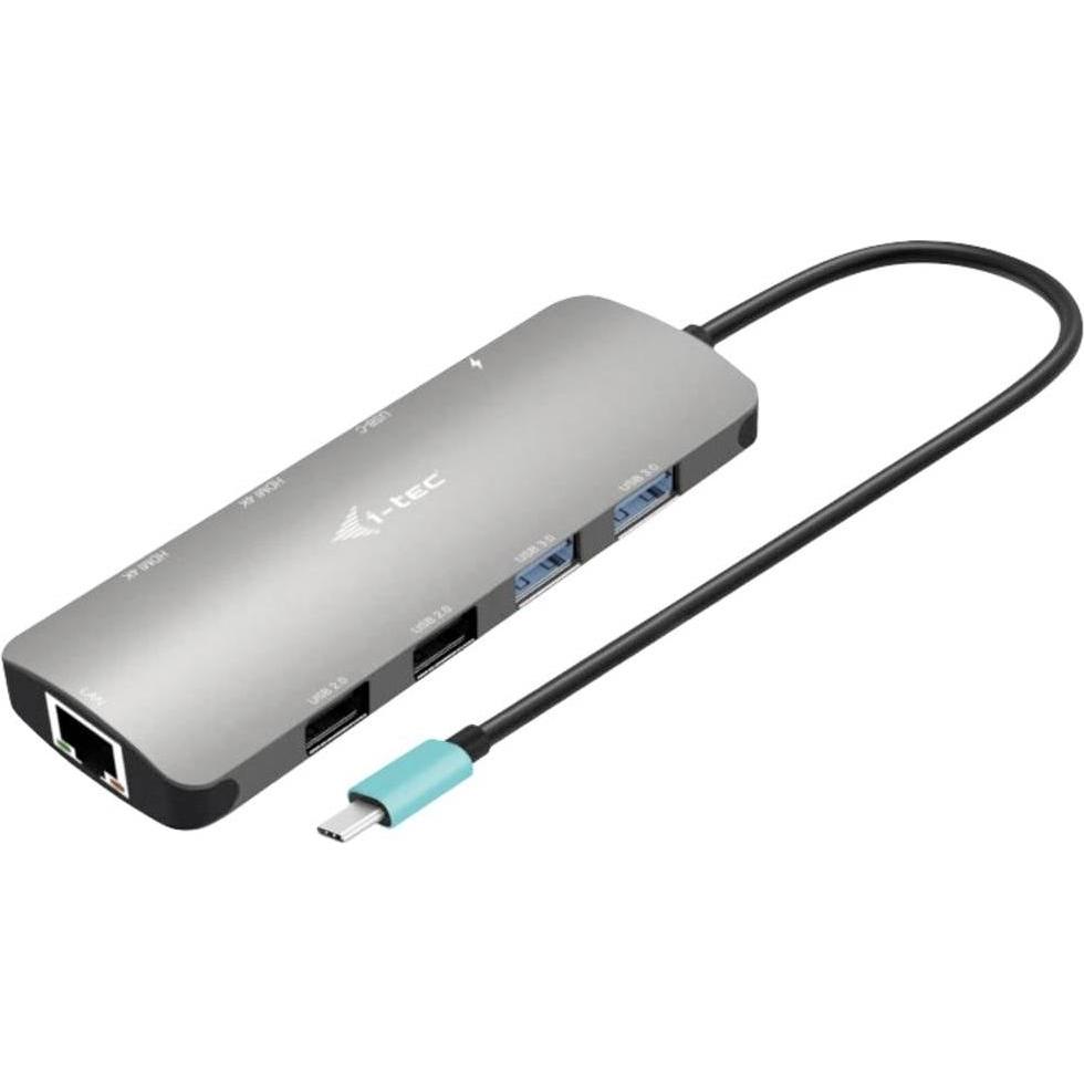 i-tec Nano (USB-C, 9 Ports), Dockingstation + USB Hub, Grau, Silber